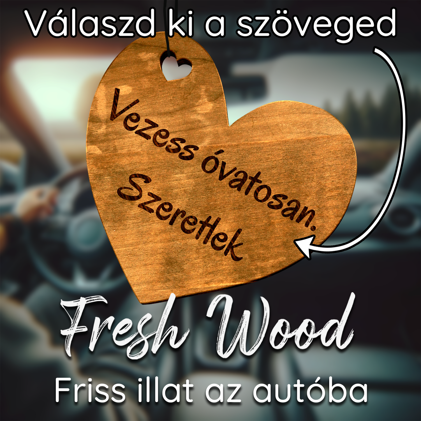 Egyedi autós illatosító – Szív - Lovelo