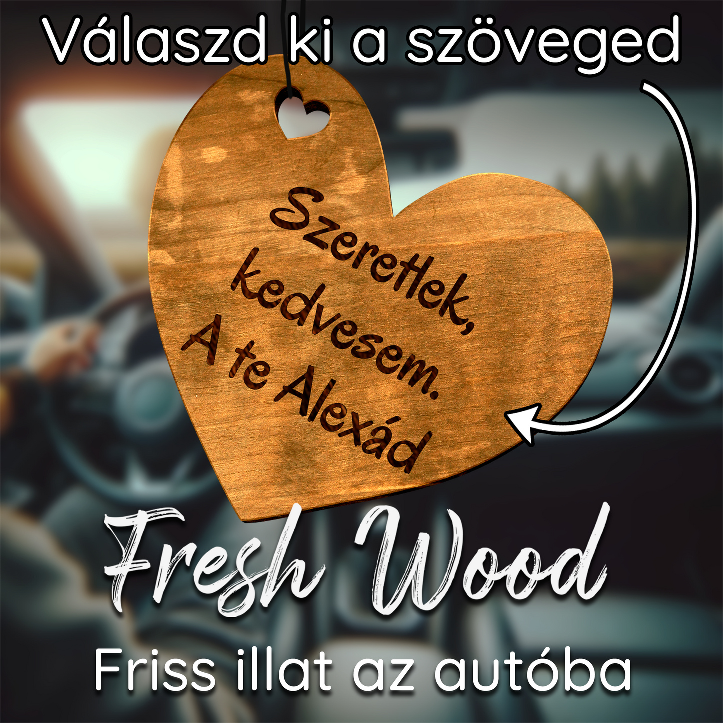 Egyedi autós illatosító – Szív - Lovelo