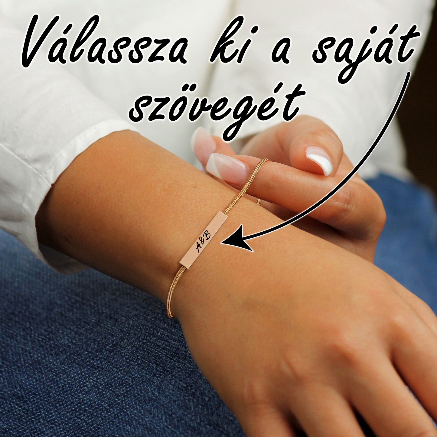 Elegáns karkötő - Egyedi szöveggel - Lovelo