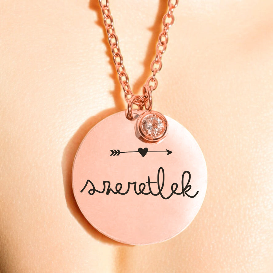 Luxus Nyaklánc - Cirkónia medál láncon - szeretlek - Lovelo