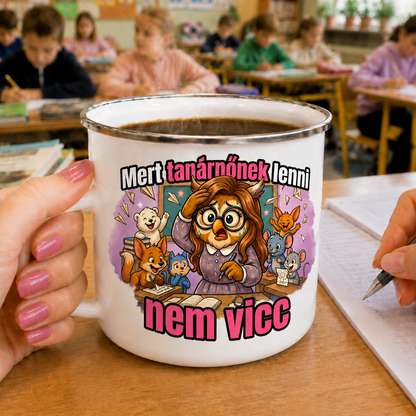 Zománc bögre Mert tanárnőnek lenni nem vicc
