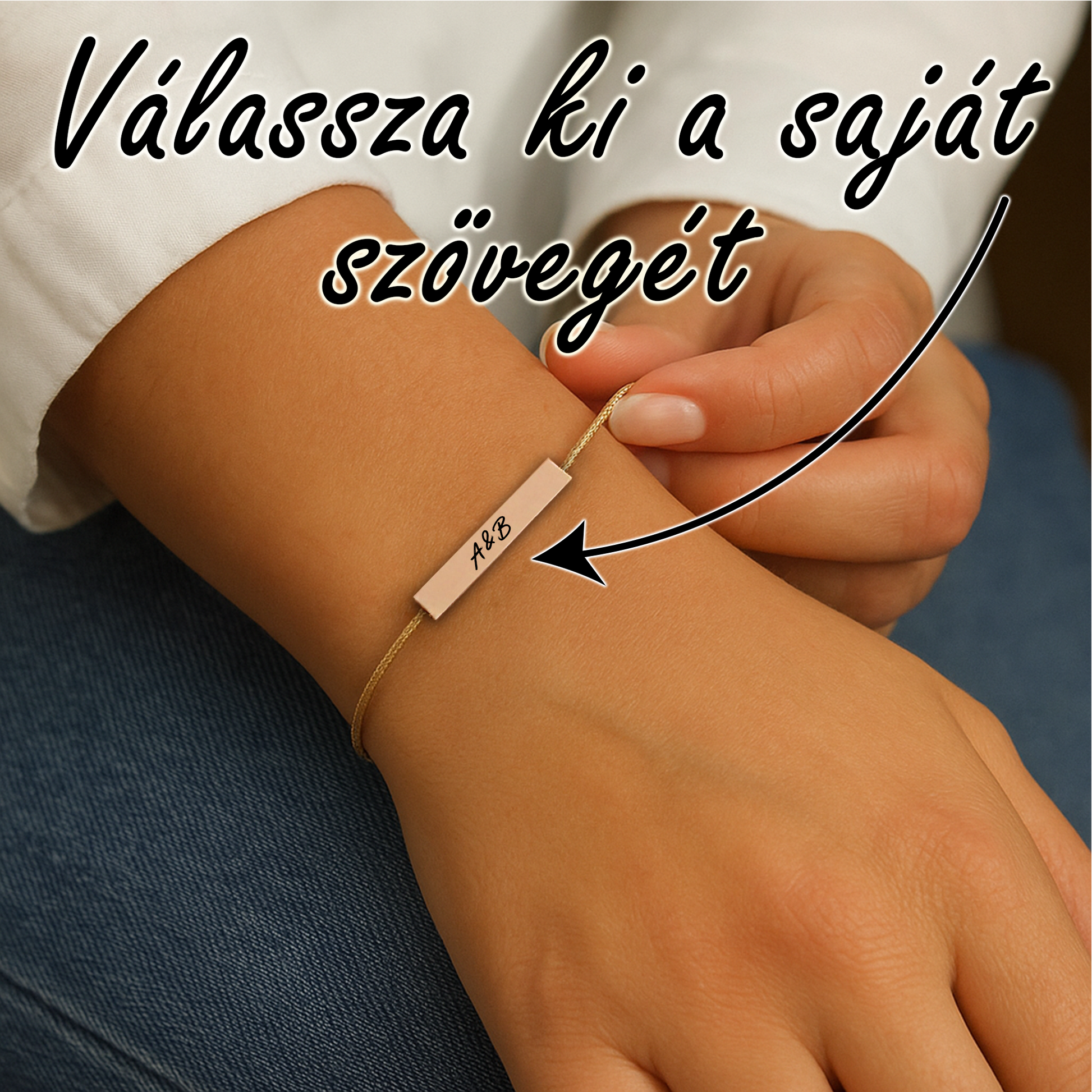 Elegáns karkötő - Egyedi szöveggel - Lovelo
