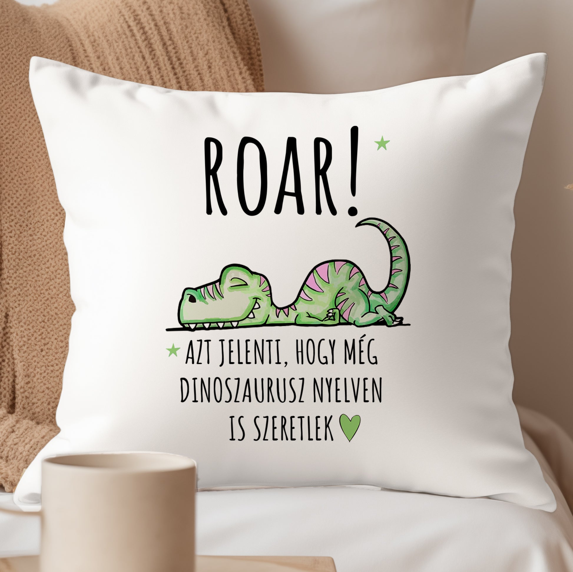 ROAR! Még dinoszaurusz nyelven is szeretlek párna - Lovelo